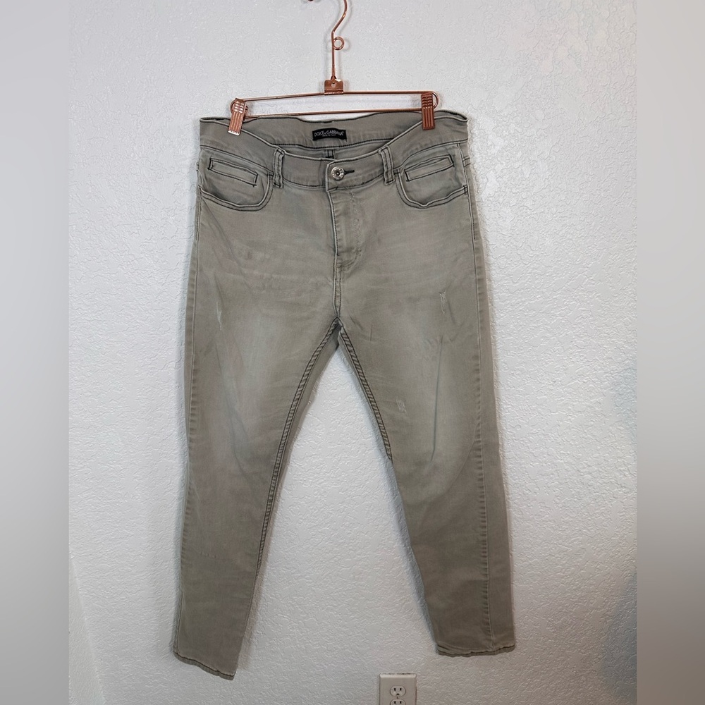 Dolce & Gabbana Men's  Ecru Sand/Gray slim Jeans